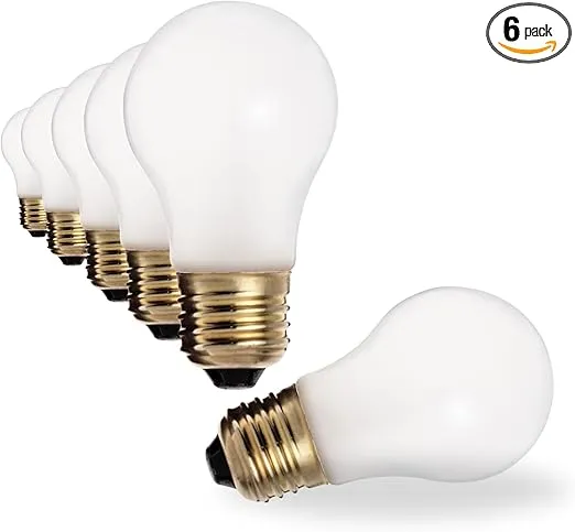 Satco S4881 40 Watt A15 (Appliance) Incandescent; Frost; 2500 Average Rated Hours; 265 Lumens; Medium Base; 130 Volt; Shatter Proof (6 Appliance Size Incandescent Frosted Bulb)