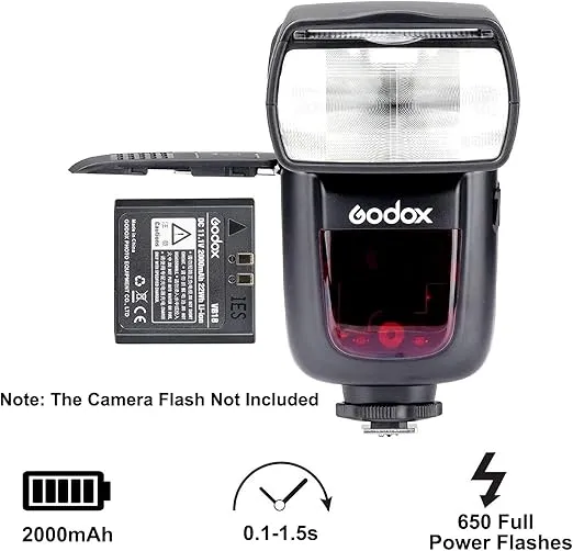 GODOX VB18 Battery Replacement, Rechargeable Lithium Battery V860II V850II V850 Flash, for Neewer TT850 TT860 Flash, DC 11.1V 2000mAh 650 Times Full Power, Fast Recycling in 1.5s