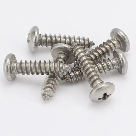 #12 x 1 Pan Head Self Tapping Screws Sheet Metal Wood Screws, 304 Stainless Steel 18-8, 100 PCS