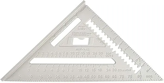Johnson Level & Tool RAS-1B Johnny Square Professional Aluminum Rafter Square, 7", Silver, 1 Square