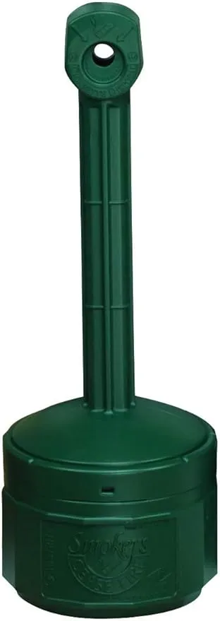 Justrite, Personal Smoker’s Cease-Fire Outdoor Ashtray, Polyethylene Standing Ashtray with Steel Bucket, 1 Gallon, Green, 26806G