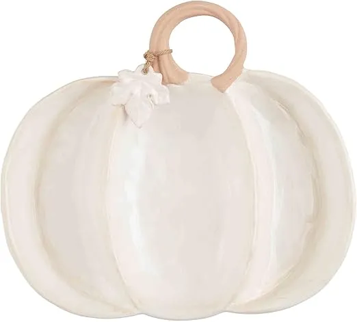 Mud Pie Triple Section Pumpkin, 8" x 11", Cream