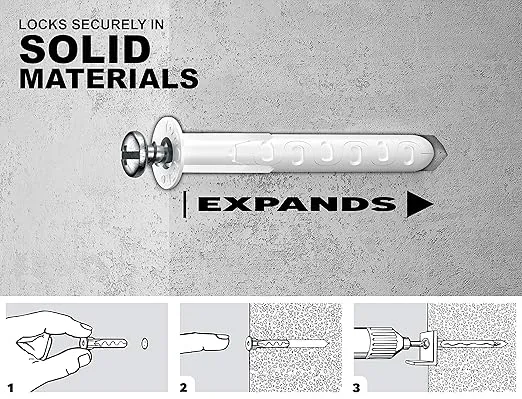 TOGGLER Alligator AF8 Flanged Anchor with Screws, Polypropylene, Made in US, for #8 to #14 Fastener Sizes (Pack of 20)