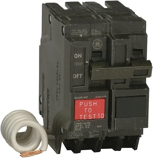 ABB Q-Line THQL2130GFTP 30A Double Pole Circuit Breaker • 30 Amp Double Pole Ground Fault Breaker with Self-Test • 120/240 VAC 2-Pole Ground Fault Circuit Interrupter • GFCI Interrupter