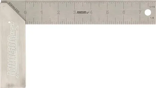 Johnson Level & Tool 1908-0800 Professional Aluminum Try Square, 8", Silver, 1 Square