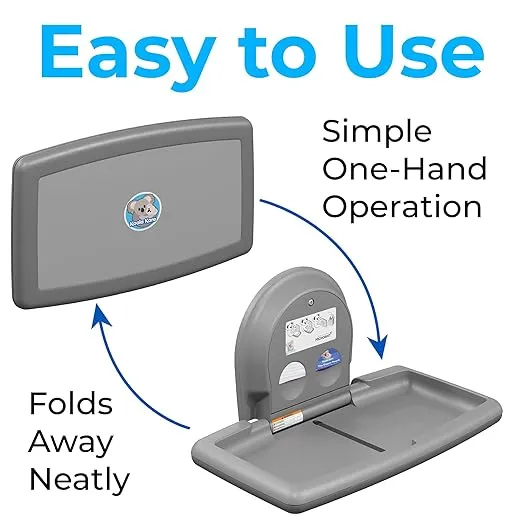 Koala Kare Surface-Mounted Horizontal Baby Changing Station, Model KB300-01 (Grey)