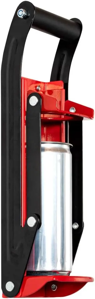 Restaurantware Met Lux Soda Can Crusher For 12/16 Ounce Cans 1 Wall Mountable Plastic Bottle Crusher - Rotatable Cushion Grip Handle Heavy-Duty Red Steel Can Smasher Built-In Bottle Opener