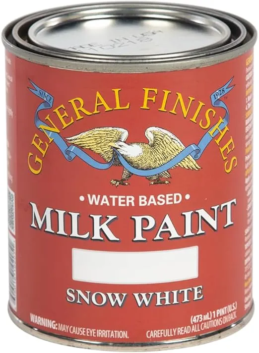 General Finishes Water Based Milk Paint, 1 Pint, Snow White