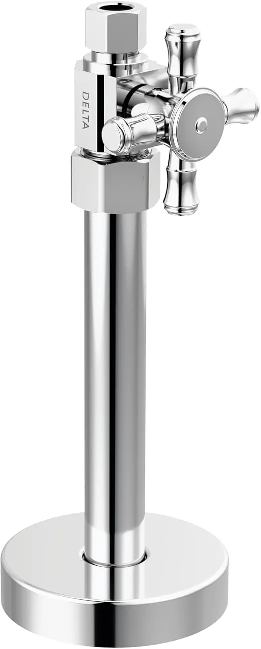 Delta Faucet 1/2" x 3/8" Straight Supply Stop Valve with Transitional Handle Chrome, Water Shut Off Valve, Brass Shut Off Valve, 1/4 Turn Shut Off Valve, Chrome DT021202