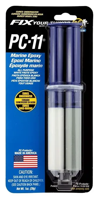 PC-Products PC-11 Epoxy Adhesive Paste, Two-Part Marine Grade, 1oz Applicator Syringe, Off White 10112