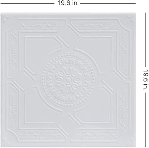 A La Maison Ceilings R30 Kensington Gardens Foam Glue-up Ceiling Tile (129.6 sq. ft./Case) Pack of 48, Ultra Pure White - Satin (Behr)