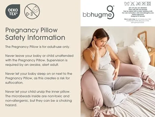 bbhugme Adjustable Pregnancy Pillow – Full Body Support for Side Sleeping - Adjustable Firmness and Shape - Supports Back, Legs, Belly, HIPS for Pregnant Women - Removable Cover - Dusty Pink