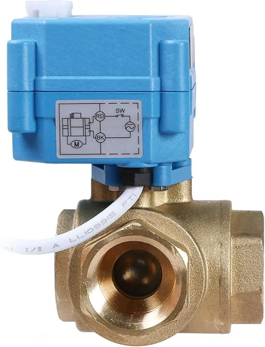 U.S. Solid 3/4'' 3 Way Motorized Ball Valve 110-230VAC - Heavy Duty Multipurpose L Type Water Shutoff Valve - 3 Way Brass Valve with Manual Function, Standard Port