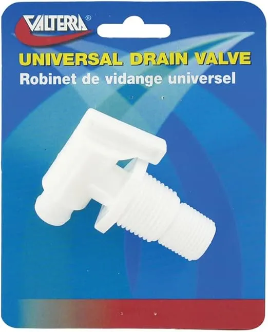 Valterra A01-2026VP Universal Drain Valve - Threaded, White (Carded)