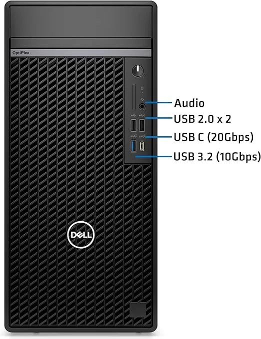 Dell OptiPlex 7020 Tower Plus Computer, Intel Core i7-14700, 32GB RAM, 1TB NVMe SSD, USB-C, DisplayPort, HDMI, Built in WiFi, Bluetooth, Windows 11 Pro, Black Desktop