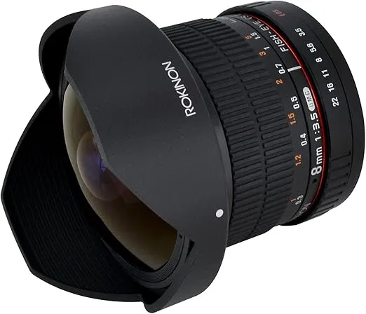 Rokinon 8mm f3.5 AS IF MC CSII DH Fisheye Lens with Removable Hood for Olympus and Panasonic Micro 4/3 (MFT) Mount Digital Cameras (HD8M-MFT)