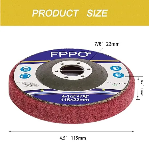5Pcs 4.5" x 7/8" Nylon Fiber Flap Disc Polishing Grinding Wheel,Scouring pad Buffing Wheel for Angle Grinder, Polishing Tools (Grit 320)