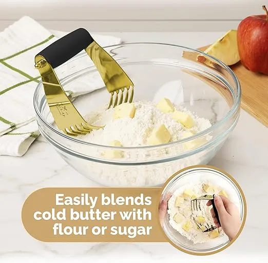 Zulay Kitchen Dough Blender - Stainless Steel Pastry Cutter, Heavy Duty Dough Cutter With Blades, Pastry Blender And Butter Cutter - Pastry Cutter For Baking (Gold)