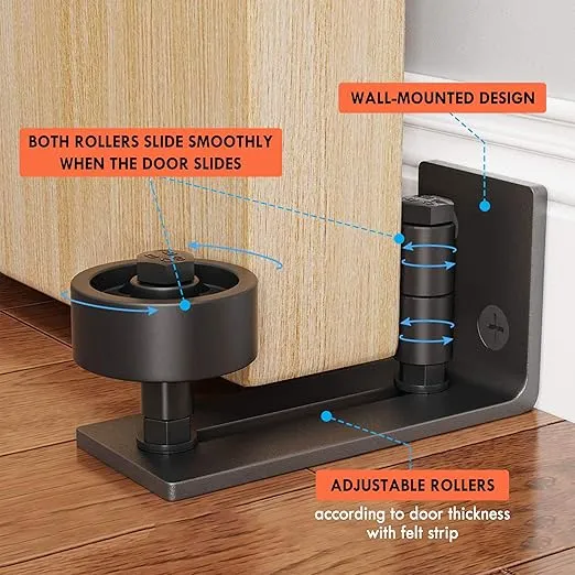 Barn Door Floor Guide - Sliding Barn Door Floor Guide for Bottom Adjustable Roller 8-Setup Options - Quiet Operations, Flush Design with Felt Strips (Pack of 1)