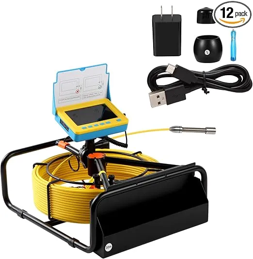 Sewer Camera, 4.3" Pipe Drain Inspection Camera with DVR Function & Snake Cable, Waterproof IP68 Borescope w/LED Lights (98.4ft/30M)