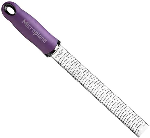 Microplane Premium Classic Series Zester/Grater with USA-Made Blade, Eggplant Purple Handle – Ideal for Cheese, Citrus, & Chocolate