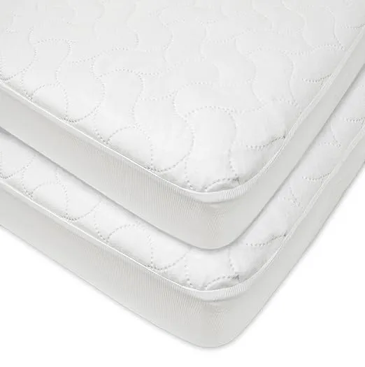 American Baby Company 2 Pack Waterproof Fitted Crib and Toddler Protective Mattress Pad Cover, White, for Boys and Girls