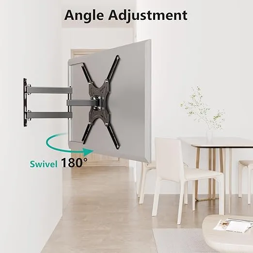 WALI Swivel TV Wall Mount for Most 26-55 inch LED TV Flat Panel Screen, Full Motion TV Mount Bracket with Perfect Center Design up to 400x400mm, Weight up to 55lbs (2655LO), Black