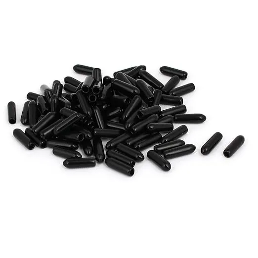 uxcell a16121600ux1378 3mm Inner Dia Rubber Hose End Cap Screw Thread Protector Cover Black (Pack of 100)