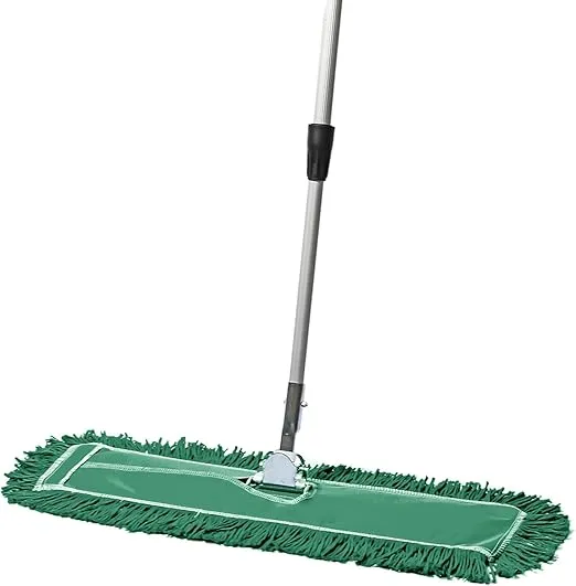 Commercial Dust Mop & Floor Sweeper, 24 in. Dust Mop for Hardwood Floors, Reusable Dust Mop Head, Extendable Mop Handle, Industrial Dry Mop for Floor Cleaning & Janitorial Supplies, Green