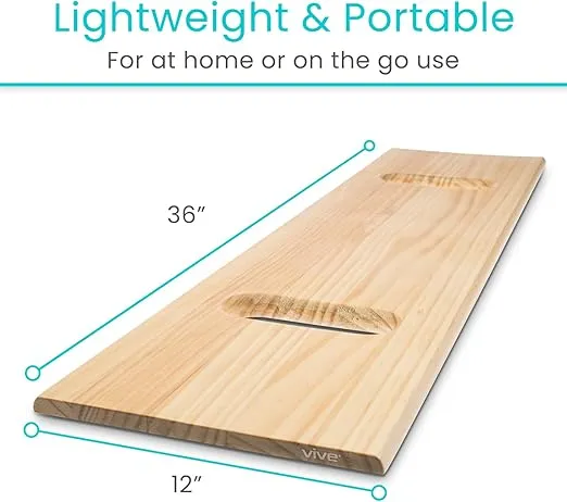 Vive Transfer Board (36" by 12") - Patient Slide Assist Device - Transferring from Wheelchair to Bed, Toilet, Car, Bathtub - Heavy Duty Sliding for Elderly, Seniors, Disabled - Transport Platform