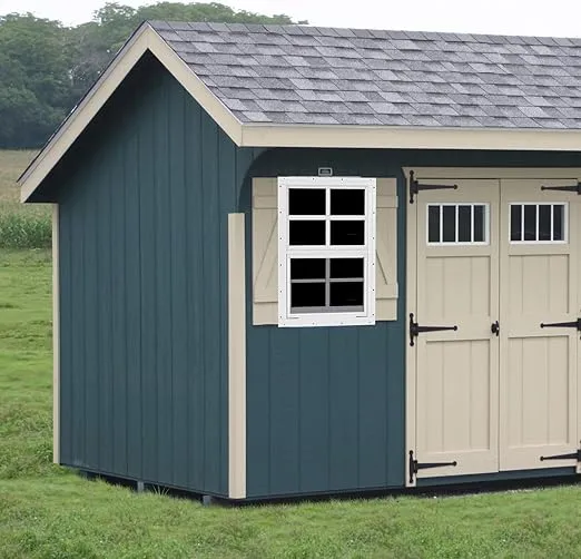 2 Pack 14" x 21" White Shed Window with Tempered Glass and Fiberglass Screen Household Sliding Windows with Screws for Shed, Chicken Coop, Playhouse, Garage and Barns