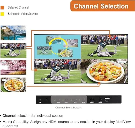 J-Tech Digital HDMI Multi-Viewer Quad 4x1 Seamless Switch 1080p Switcher w/5 Display Modes & VGA Loop Out [JTECH-MV41V]