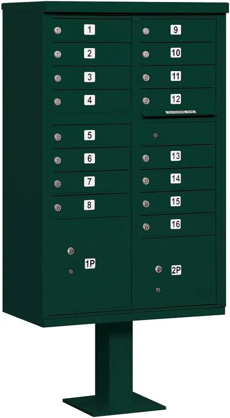 Salsbury Industries 3316GRN-U 16 A Size Doors, United States Postal Access Type III Cluster Box Unit, Green