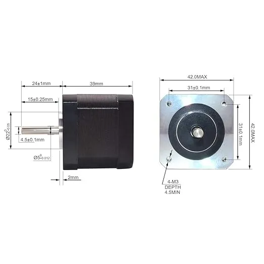 STEPPERONLINE 3PCS Nema 17 Stepper Motor 1.5A 12V 45Ncm (63.74oz.in) 4-Lead 39mm Body W/ 1m Cable and Connector for DIY CNC/ 3D Printer/Extruder