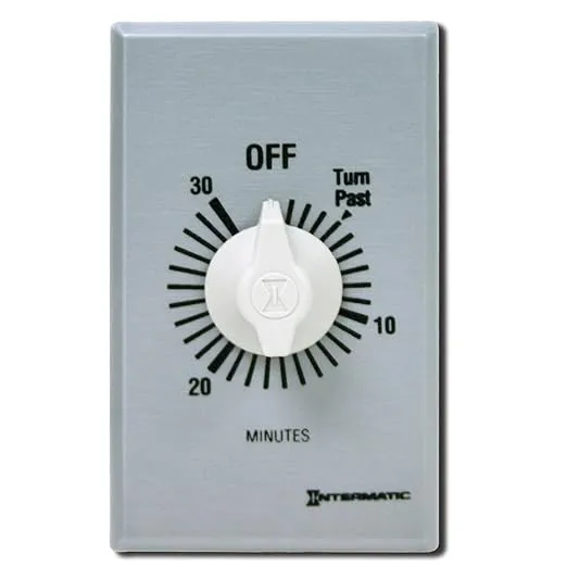 Intermatic FF30MC 30-Minute Spring Loaded Wall Timer SPST No Hold - Enhance Energy Efficiency with Universal Compatibility - Automatic Timer for Effortless Control, Brushed Metal Finish