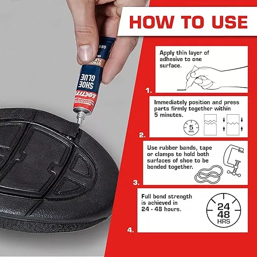 Loctite Shoe Glue, Strong & Flexible Fabric Glue, Resistant to Water, Impact, & Vibrations, Dries Clear - 0.6 fl oz Bottle, 6 Pack