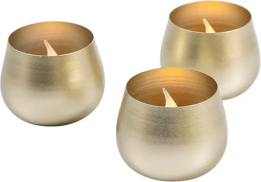 Fun Express Gold Metal Votive Candle Holders - Candle Holders for Table Centerpieces - Halloween, Christmas & Thanksgiving Decorations Indoor - 12 Pieces