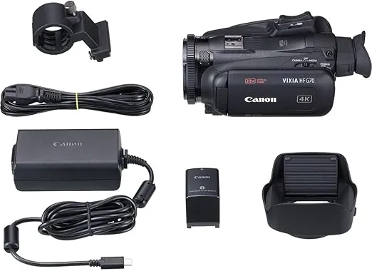 Canon VIXIA HF G70 Camcorder 1/2.3” 4K UHD CMOS Sensor 20x Optical Zoom, 800x Digital Zoom, Image Stabilization, HDMI, USB Live Streaming, Time Stamp On-Screen Display Recording