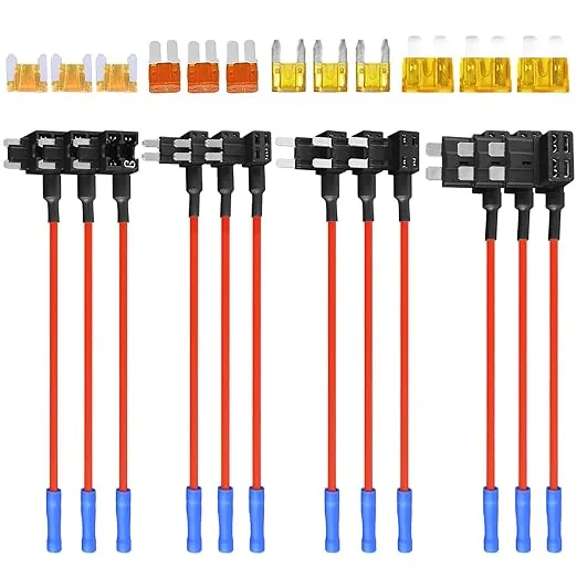 MuHize Fuse Tap - Upgraded 12V Add-a-Circuit Adapter and Fuse Taps Kit(2024 New), 4 Types Fuse Taps with Standard Micro2 Mini ATC ATS Low Profile Fuse Adapter for Cars Trucks(12 Pack)