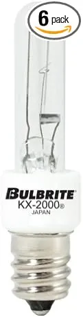 Bulbrite KX60CL/E12 60-Watt Dimmable KX-2000 Krypton/Xenon T3, Candelabra Base, Clear [6 Pack]