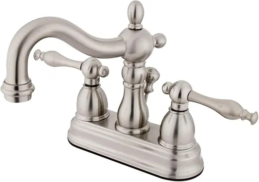 Kingston Brass KS1608NL Heritage Centerset Lavatory Faucet with Brass Pop-up, Brushed Nickel