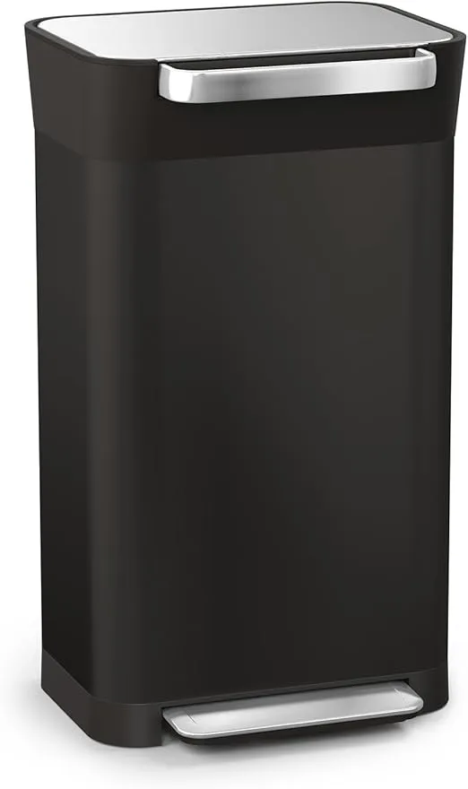 Joseph Joseph Intelligent Waste Titan Trash Can Compactor Kitchen Bin with Odour Filter, Holds Up to 90L/23.7 Gallons After Compaction, Black, 30L/7.9 Gallons
