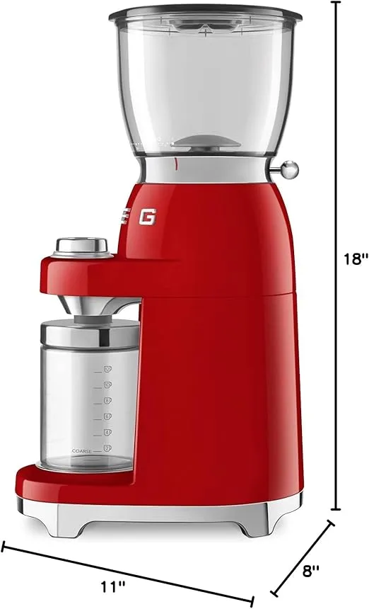 Smeg 50's Retro Style Aesthetic Coffee Grinder, CGF01 (Red) Large