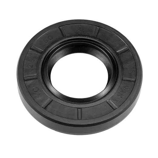 uxcell Oil Seal, TC 25mm x 50mm x 8mm Nitrile Rubber Cover Double Lip with Spring for Bearing Shaft, Black Pack of 1