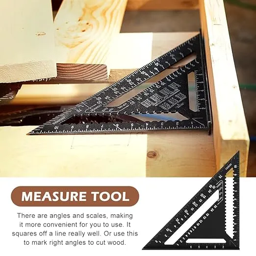 12 Inch Rafter Square,Carpenter Measuring Layout Tool,Aluminum Alloy Triangle Ruler Protractor for Woodworking and Carpentry- Imperial