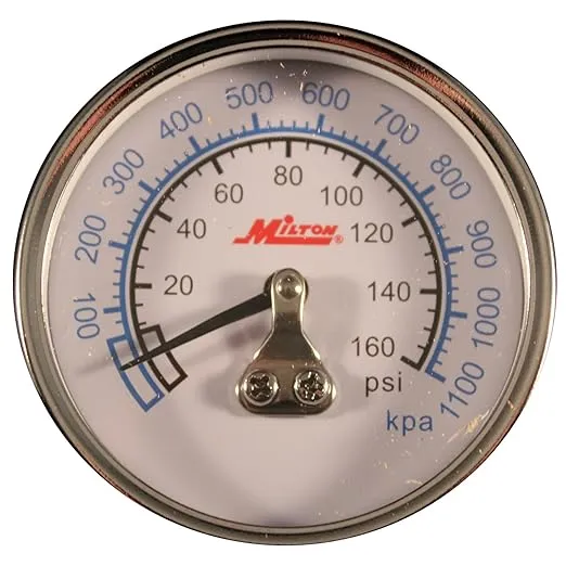 Milton Mini High Pressure Dial Gauge, Brass, 1/4" NPT (1191)