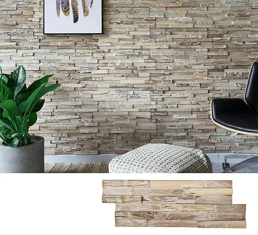 WoodyWalls 3D Wall Panels, Wood Panels Made of Barnwood Planks, Each Wood Panel is Handmade, Set of 10 Reclaimed Wood Planks for Rustic Wall Decor, DIY Wood Wall Paneling (9.5 sq.ft.) Weathered White
