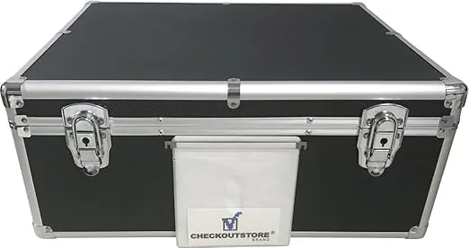 CheckOutStore (1) Aluminum CD/DVD Media Hanging Sleeves Storage Box (Black/Holds 600 Discs)