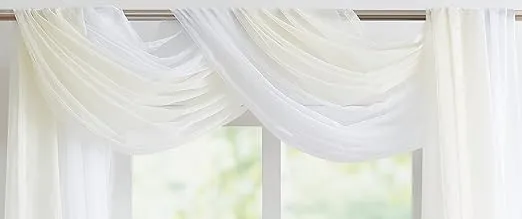 Warm Home Designs Set of 2 White & Beige Canopy Bed Curtains in 55 x 216 Inch Size. 2 Queen Bed Canopy Curtains Can Be Turned Into Kids Bed Tent or Bed Canopy for Girls. BE White & Beige 216"