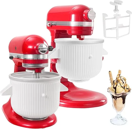 Ice Cream Maker Attachment for Kitchenaid Stand Mixer,Compatible with Kitchen Aid 4.5 Qt and Larger Mixer,2-Quart Frozen Yogurt - Ice Cream & Sorbet Gelato Maker